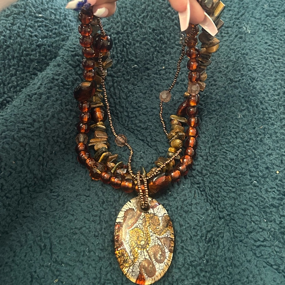 Brown Tone Beaded Necklace